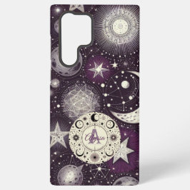 紫と白の天空の夢：月と星 SAMSUNG GALAXY S22 ULTRAケース
