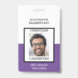 紫と白の学校の写真先生 バッジ