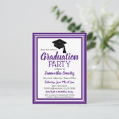 紫と白の学校の色のグラードパーティー インビテーションポストカード (スタンド正面)
