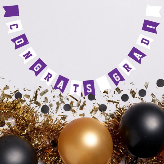 紫と白の学色卒業 バンティングフラッグ