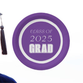 紫と白の学色卒業 ペーパープレート
