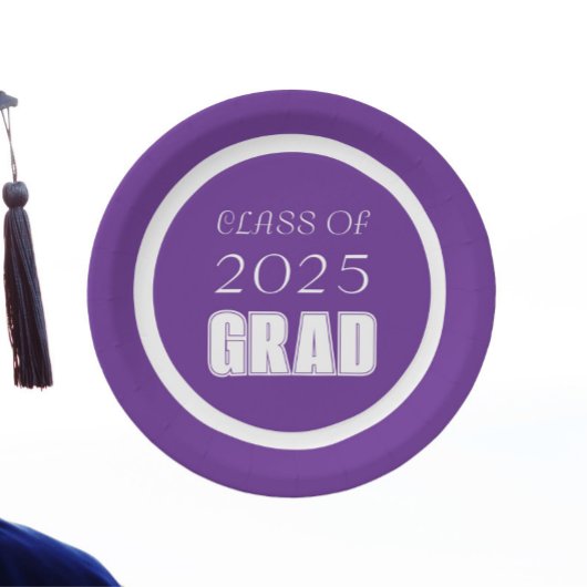 紫と白の学色卒業 ペーパープレート