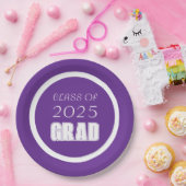紫と白の学色卒業 ペーパープレート (パーティー)