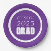 紫と白の学色卒業 ペーパープレート (正面)