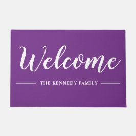 紫と白の家族名へようこそ ドアマット