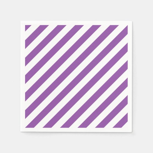 紫と白の対角線のパタストライプーン スタンダードカクテルナプキン (正面)