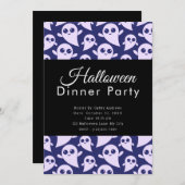 紫と白の幽霊ハロウィーンディナーパーティー 招待状 (正面/裏面)
