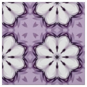 紫と白の幾何学的な花柄パターン ファブリック (見本)