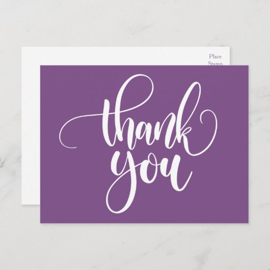 紫と白の感謝を伝えるカード - ウェディングパーティ ポストカード (正面/裏面)