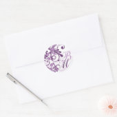 紫と白の抽象芸術フローラ封筒用シール ラウンドシール (封筒)