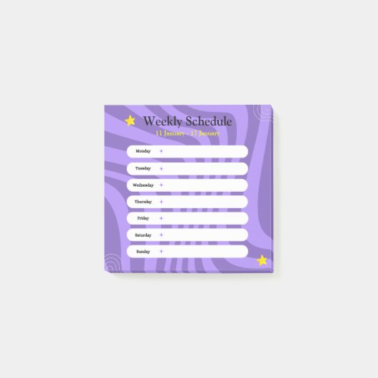 紫と白の抽象芸術図形の週間スケジュール ポストイット (正面)