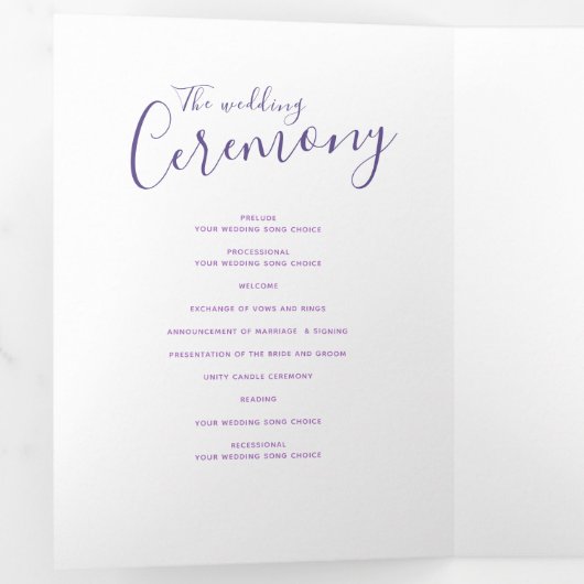 紫と白の抽象芸術結婚アートの儀式 三つ折りプログラム (内部最初)