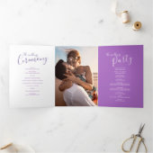 紫と白の抽象芸術結婚アートの儀式 三つ折りプログラム (内部)