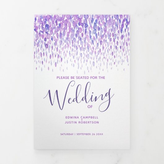 紫と白の抽象芸術結婚アートの儀式 三つ折りプログラム (カバー)