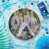 紫と白の明るい赤紫色フローラ ペーパープレート (パーティー)