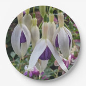 紫と白の明るい赤紫色フローラ ペーパープレート (正面)