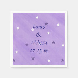 紫と白の星のナプキパーソナライズされたンス スタンダードカクテルナプキン