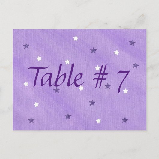 紫と白の星テーブル番号はがき ポストカード (正面)