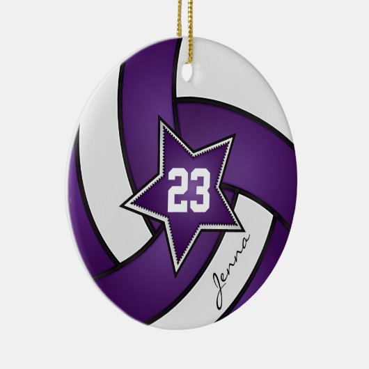紫と白の星🏐バレーボール セラミックオーナメント (右)