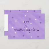 紫と白の星ラベンダーRSVP応答カード 出欠カード (正面/裏面)