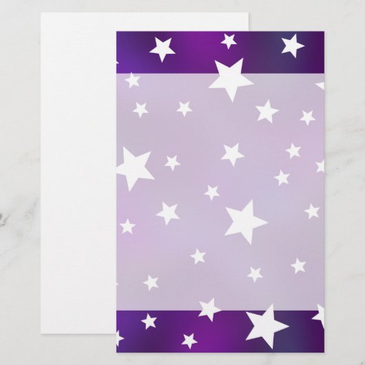 紫と白の星型 便箋 (正面/裏面)