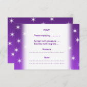 紫と白の星、パターン。 出欠カード (正面/裏面)