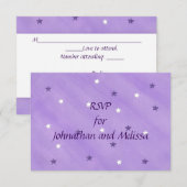 紫と白の星 ラベンダー RSVP 返信カード (正面/裏面)