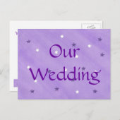 紫と白の星、結婚式招待状はがき インビテーションポストカード (正面/裏面)