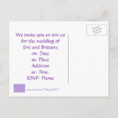 紫と白の星、結婚式招待状はがき インビテーションポストカード (裏面)