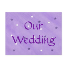 紫と白の星、結婚式招待状はがき