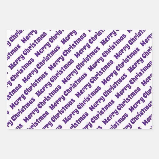 紫と白の木メリークリスマスの休日 ラッピングペーパーシート (正面3)