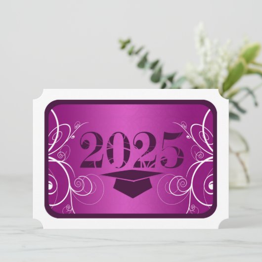 紫と白の枠卒業パーティー 招待状 (スタンド正面)