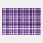 紫と白の格子模様トリオ ラッピングペーパーシート (正面2)