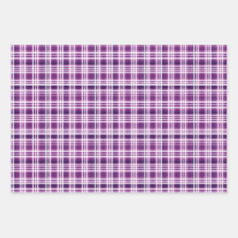 紫と白の格子模様トリオ ラッピングペーパーシート