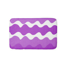紫と白の水平波パターン バスマット