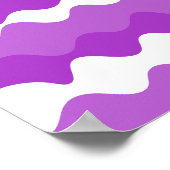 紫と白の水平波パターン ポスター (角)