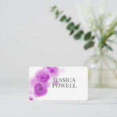 紫と白の水彩最小デザイン 名刺 (スタンド正面)