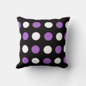 紫と白の水玉模様オン黒アクセント枕 クッション (裏面)