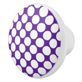 紫と白の水玉模様セラミックノブ セラミックノブ (右)