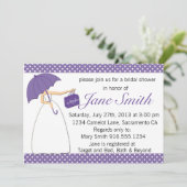 紫と白の水玉模様ブライダルシャワー 招待状 (スタンド正面)