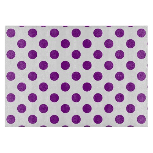 紫と白の水玉模様 カッティングボード (正面)