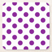 紫と白の水玉模様 スクエアペーパーコースター (正面)