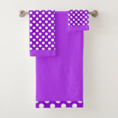紫と白の水玉模様 バスタオルセット (インサイチュ)