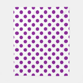 紫と白の水玉模様 フリースブランケット