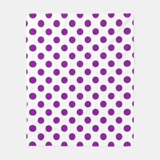紫と白の水玉模様 フリースブランケット (正面)