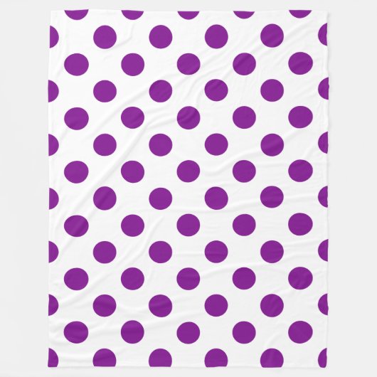 紫と白の水玉模様 フリースブランケット (正面)