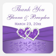 紫と白の結合ハート結婚のステッカー