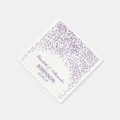紫と白の結婚紙吹雪パターン スタンダードカクテルナプキン (角)