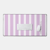 紫と白の縦のストライプ名前をカスタムする デスクマット (キーボード&マウス)