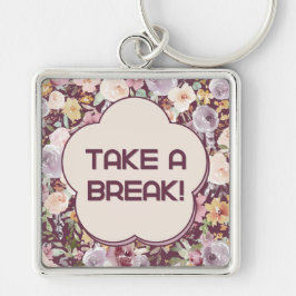 紫と白の美的な花 キーホルダー